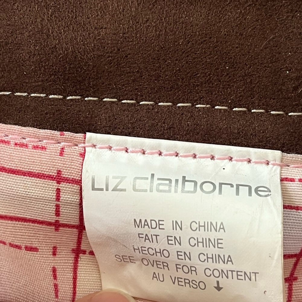 Y2K Liz Claiborne Brown Large Tote Shoulder Bag Purse Attached Wallet Microfiber - Picture 6 of 7